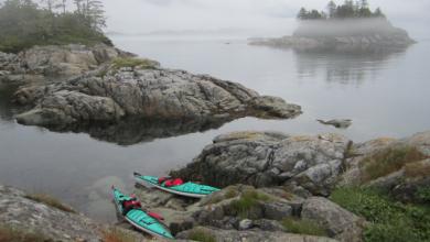 Kayaks in the Broughton Archipelago. Photo: Bridgit Frostad