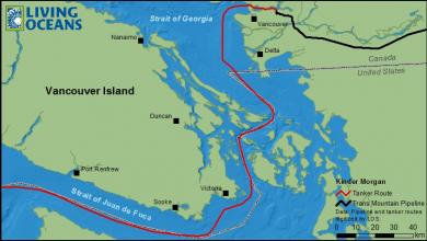 Kinder Morgan's Trans Mountain pipeline and tanker route