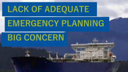 oil tanker photo taken by Natalia Bratslavsky with text on post reading "Lack of adequate emergency planning big concern"