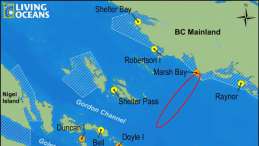 Map of Marsh Bay salmon farm