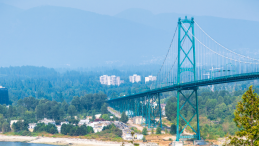 picture of lions gat bridge with title Vancouver port applies to dredge Burrard Inlet this year to fuel oil exports