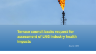 picture of industry flaring with title underneath Terrace council backs request for assessment of LNG industry health impacts